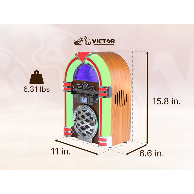 Victor Bluetooth CD Jukebox Speaker with FM Radio & Multicolor LED